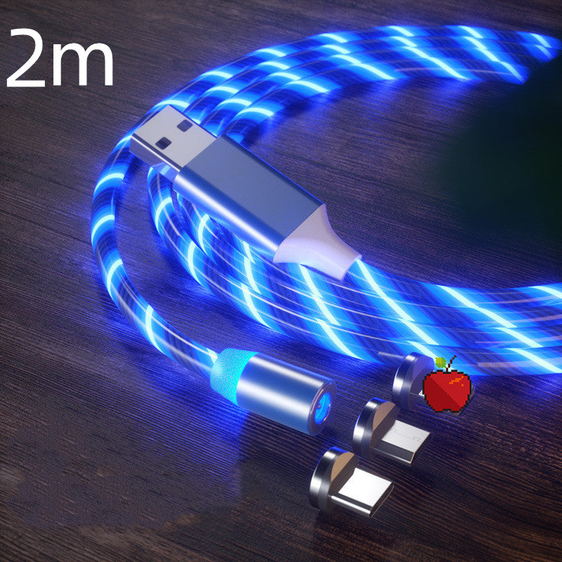 Blue LED USB cable with connectors on a wooden surface, showing '2m' label.