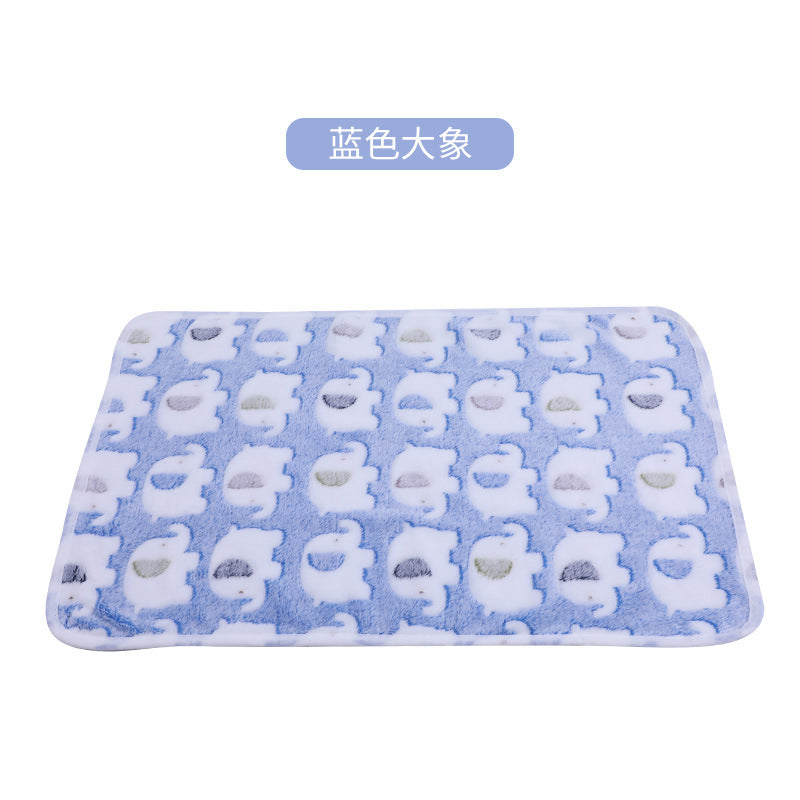Blue and white textured mat with circular patterns on a white background