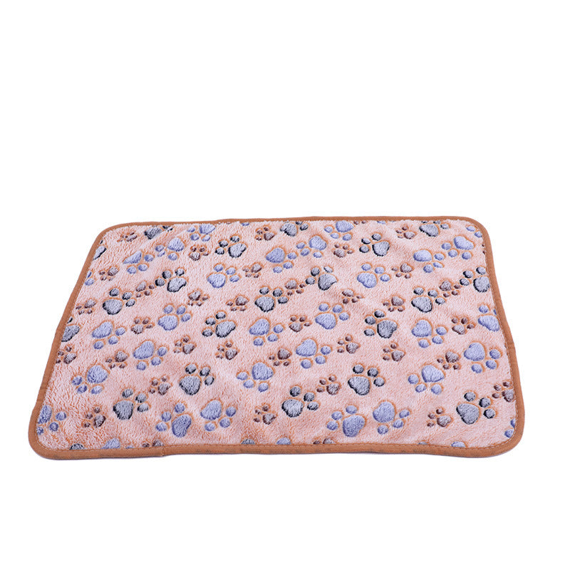 Rectangular mat with paw print pattern on a white background